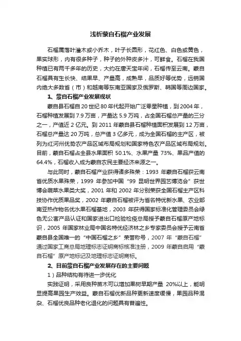 浅析蒙自石榴产业发展