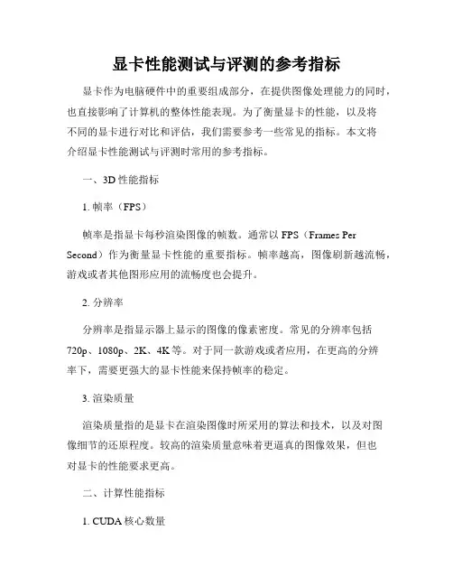 显卡性能测试与评测的参考指标