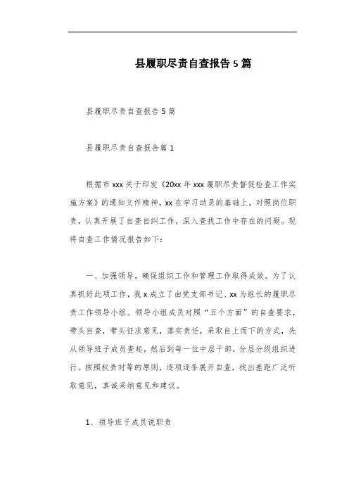县履职尽责自查报告5篇