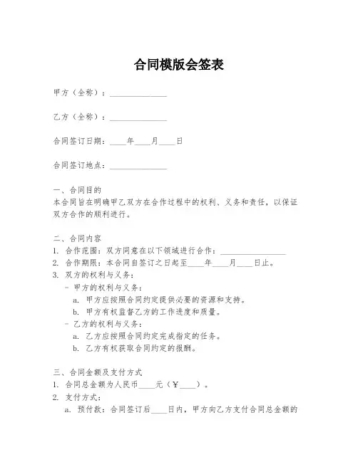 合同模版会签表