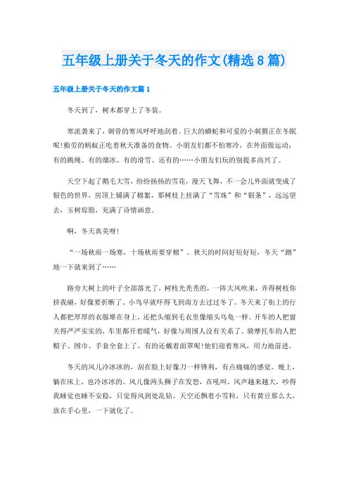 五年级上册关于冬天的作文(精选8篇)