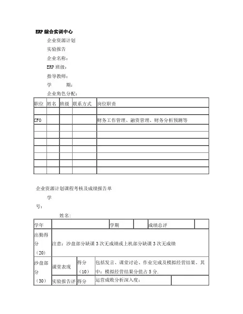 ERP沙盘模拟CFO总结报告