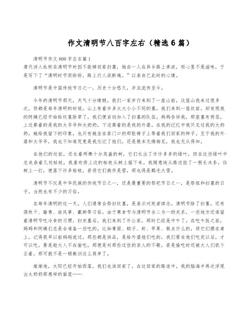 作文清明节八百字左右(精选6篇)