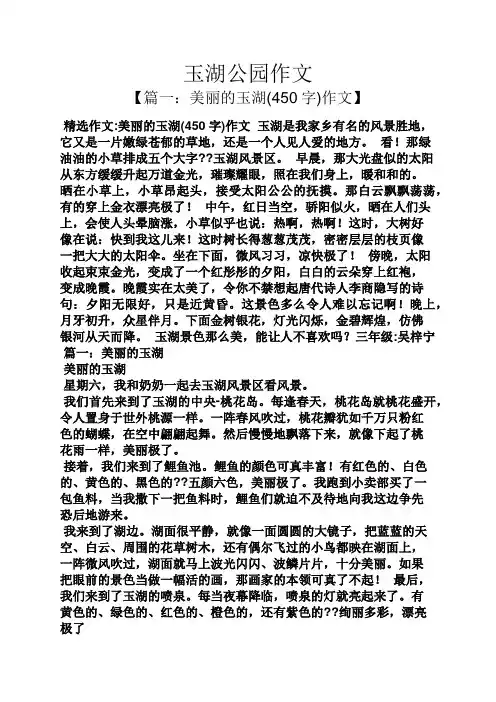 玉湖公园作文