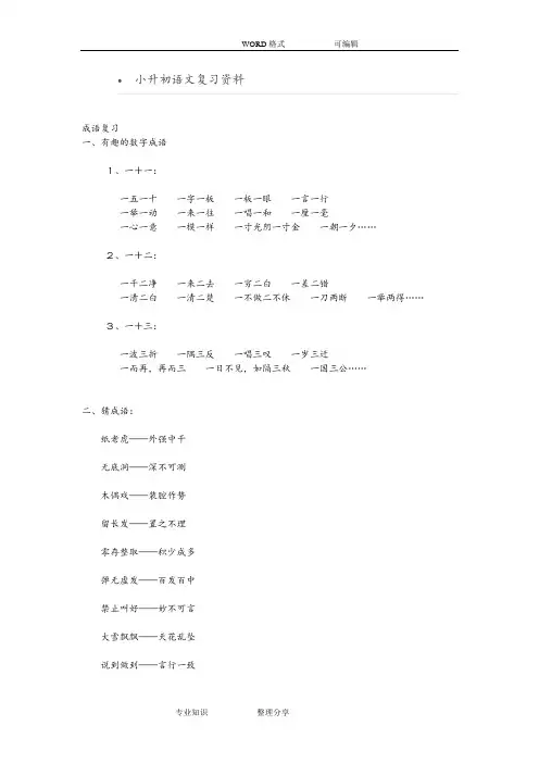 小升初语文复习资料(全)