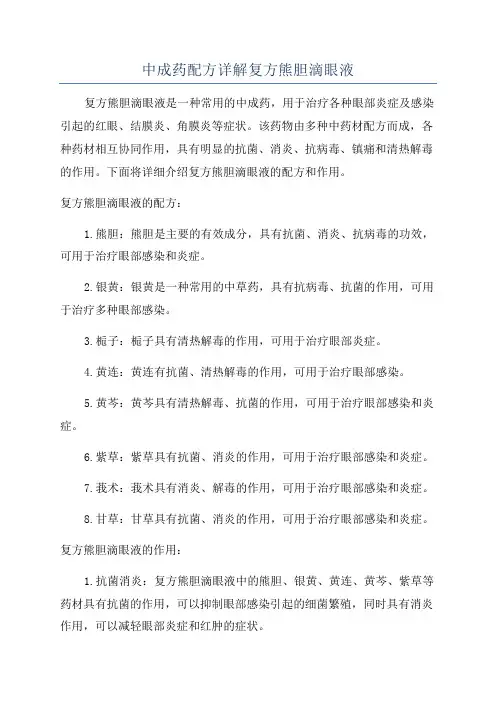 中成药配方详解复方熊胆滴眼液