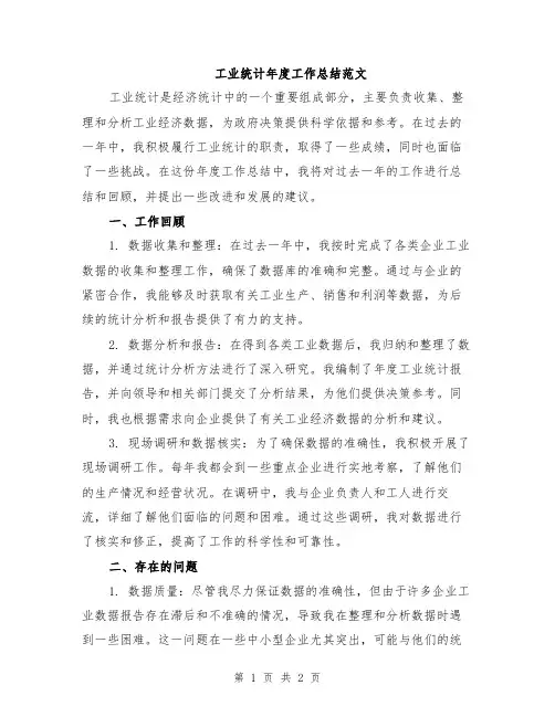 工业统计年度工作总结范文