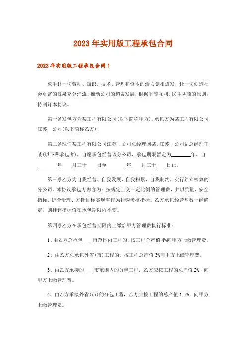2023年实用版工程承包合同_2