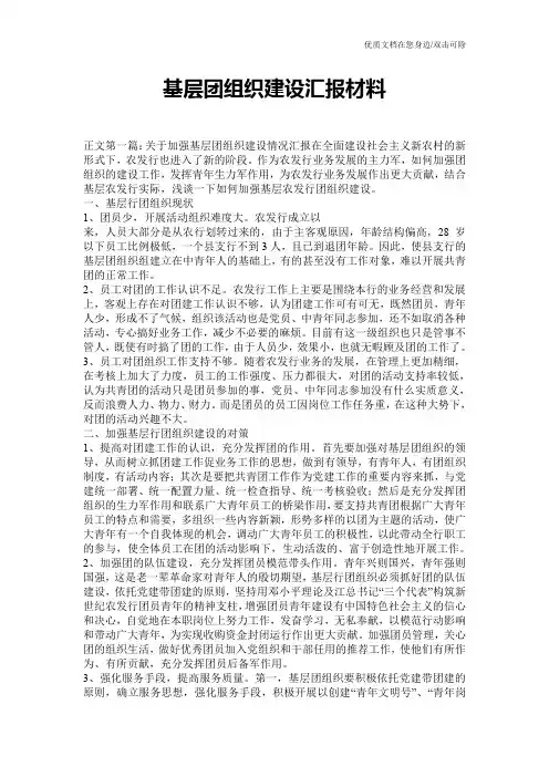 基层团组织建设汇报材料