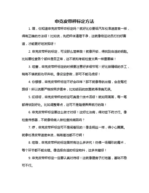 申克皮带秤标定方法