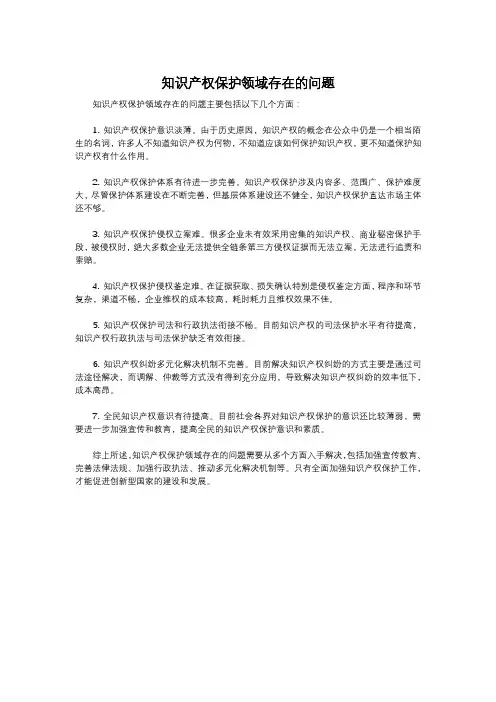 知识产权保护领域存在的问题