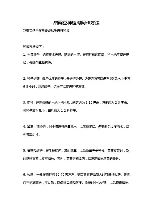 甜豌豆种植时间和方法
