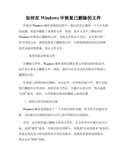 如何在Windows中恢复已删除的文件