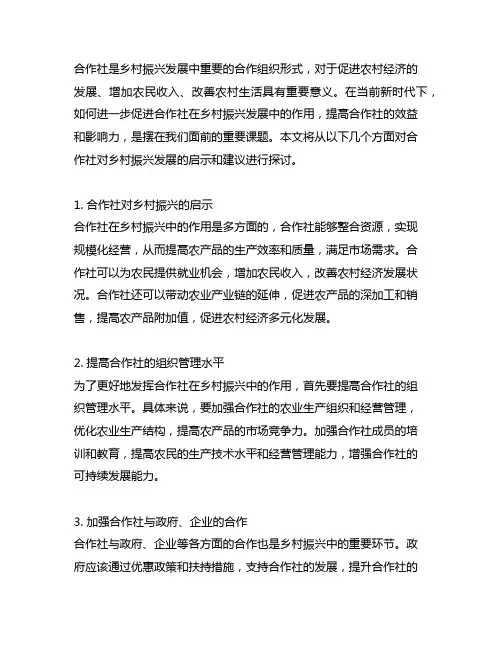合作社对乡村振兴发展的启示和建议