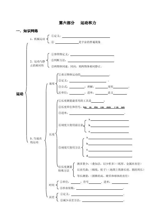 中考物理专项复习第六部分运动和力