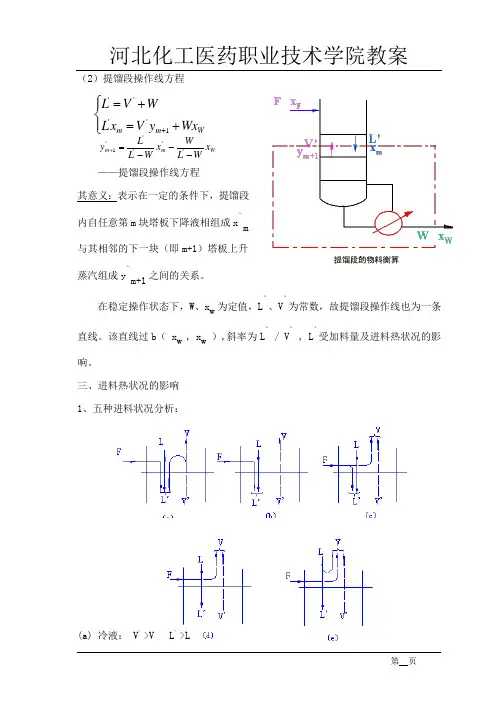 (2)提馏段操作线方程