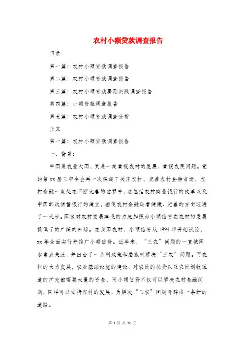 农村小额贷款调查报告(多篇范文)