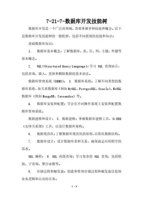 数据库开发技能树