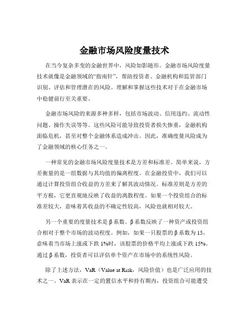 金融市场风险度量技术