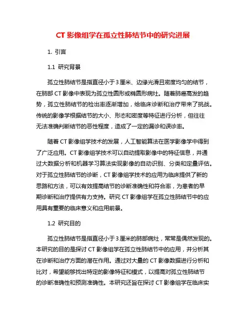 CT影像组学在孤立性肺结节中的研究进展