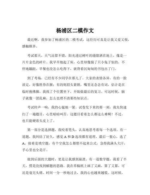 杨浦区二模作文