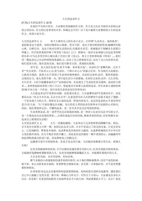 人生的追求作文