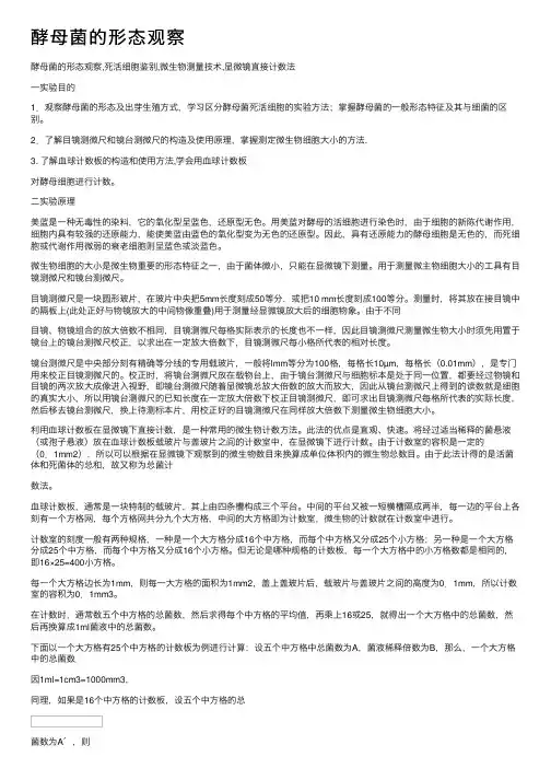 酵母菌的形态观察