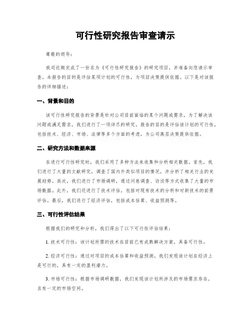 可行性研究报告审查请示