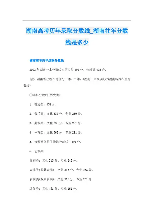 湖南高考历年录取分数线_湖南往年分数线是多少