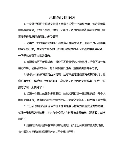 常用的投标技巧