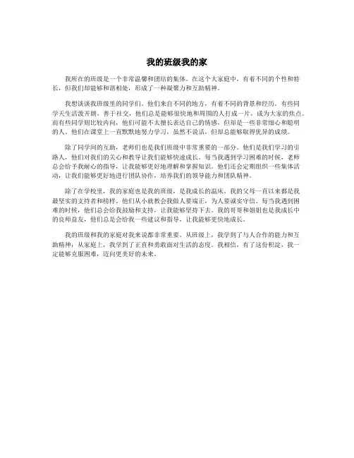 我的班级我的家