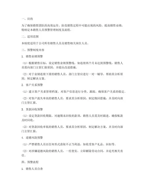 销售人员预警管理制度及流程