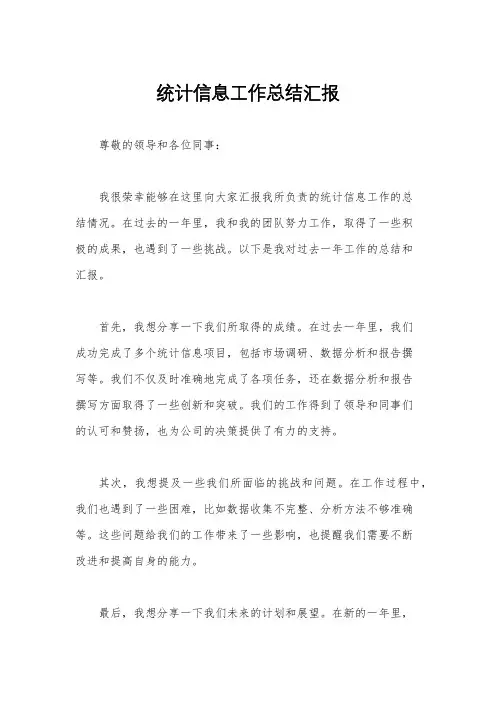 统计信息工作总结汇报