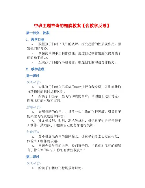 中班主题神奇的翅膀教案【含教学反思】