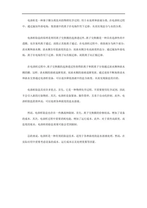 电渗析 除盐