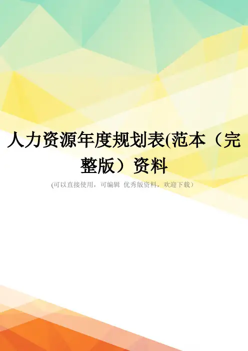 人力资源年度规划表(范本