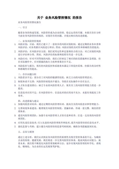 关于 业务风险管控情况 的报告