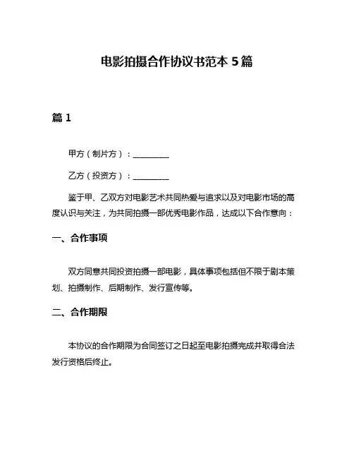 电影拍摄合作协议书范本5篇