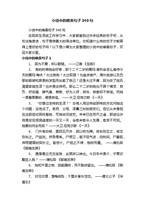 小说中的唯美句子340句