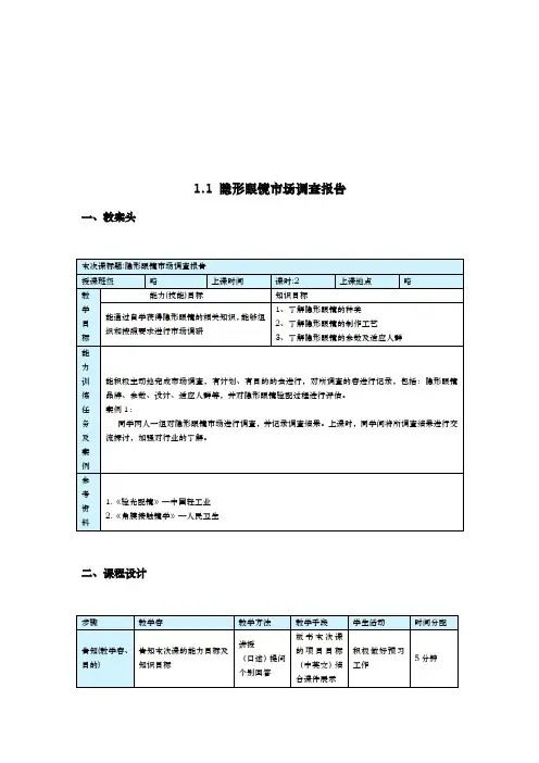 关于隐形眼镜的市场调查报告