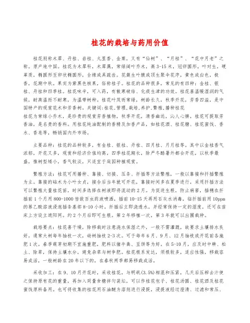 桂花的栽培与药用价值