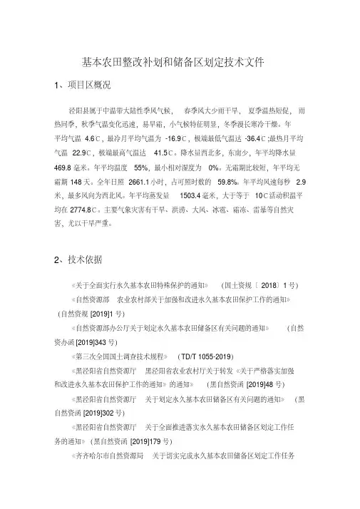 基本农田整改补划和储备区划定技术文件(20200613214043)