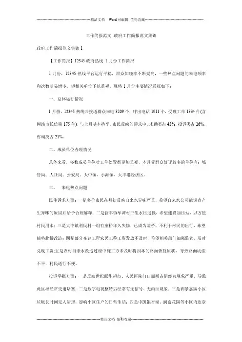 工作简报范文政府工作简报范文集锦