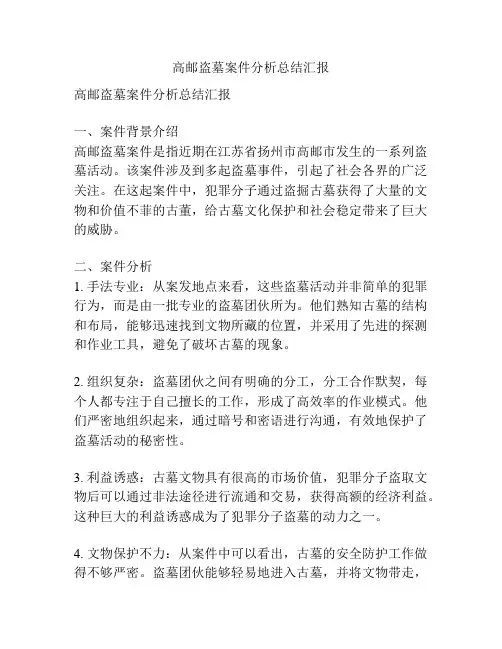 高邮盗墓案件分析总结汇报