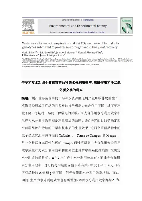 关于四种紫花苜蓿干旱胁迫和复水的研究