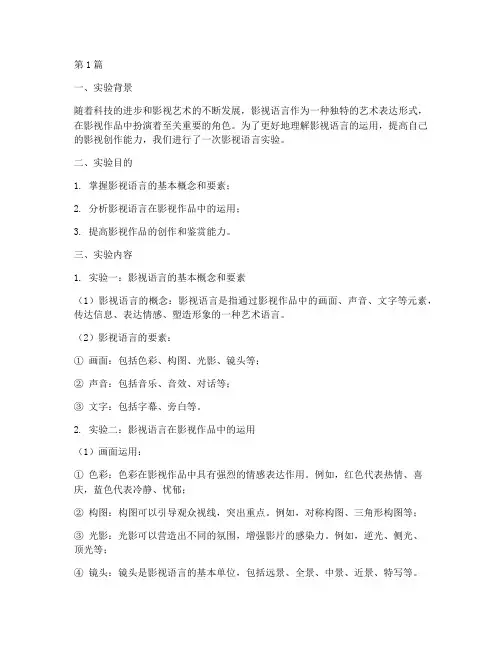 影视语言实验报告(3篇)