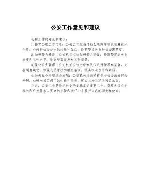 公安工作意见和建议