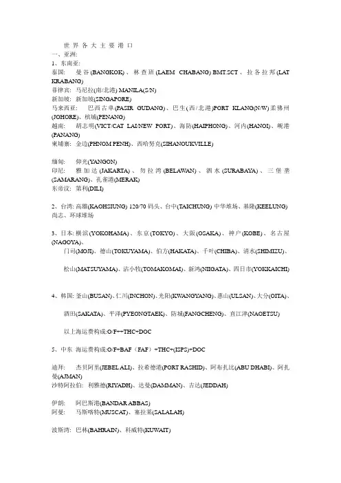 世-界-各-大-主-要-港-口-大-全