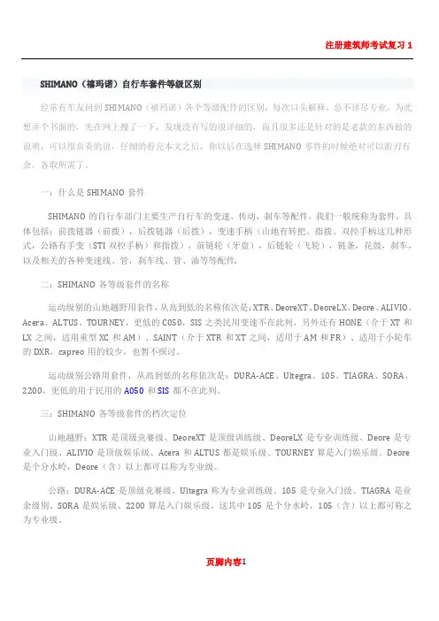(超多实物图)SHIMANO(禧玛诺)自行车套件等级区别