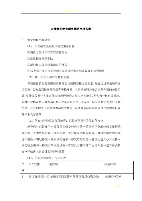 过渡期的物业服务团队交接方案